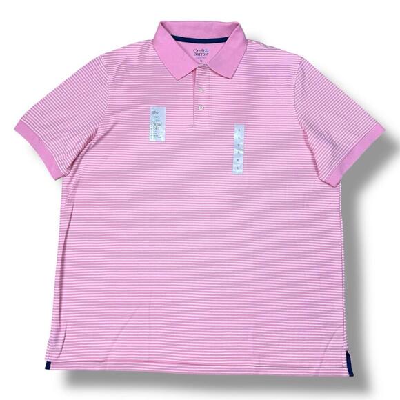 Croft Barrow Polo Shirt Adult XL Pink Candy Stripe Easy Care Golf Rugby Men NEW - Picture 1 of 6